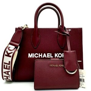 Michael Kors Mirella Small Crossbody Bag & Medium Zip Chain Wallet Ox Blood